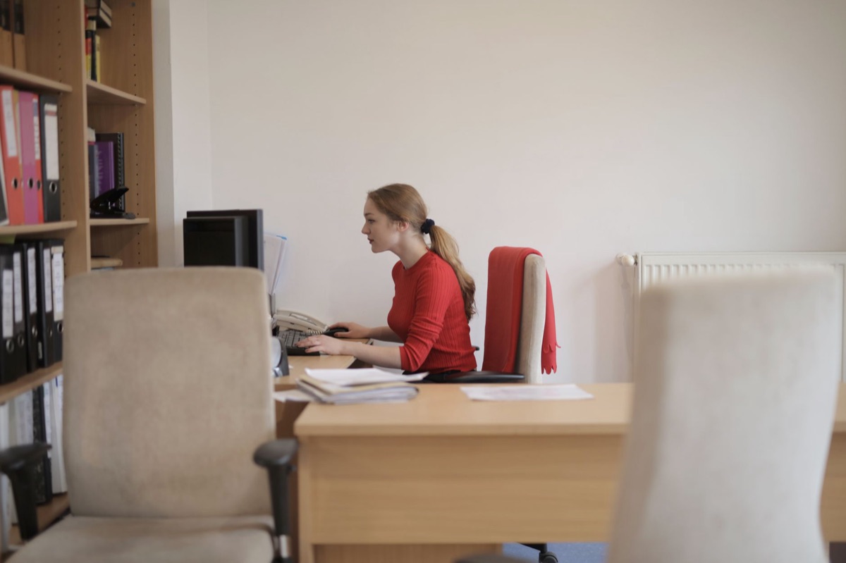 seated desk push up exercise