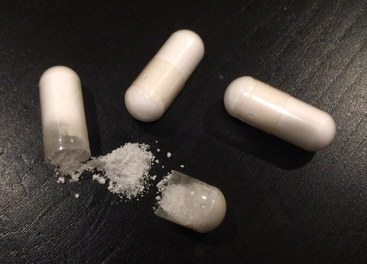 calcium and magnesium supplements on glass surface