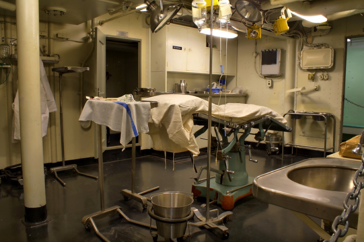 military hospital room with medical equipment and monitors